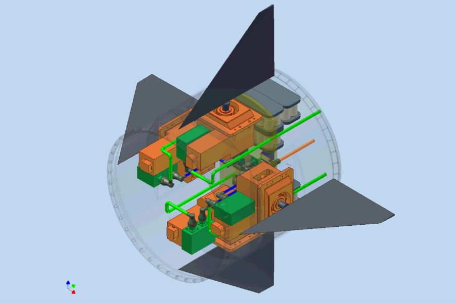 Gesamtaufbau: Konzeption der Ruder-Stellantriebe (Raumtransporter-Technologieträger SHEFEX-2)
