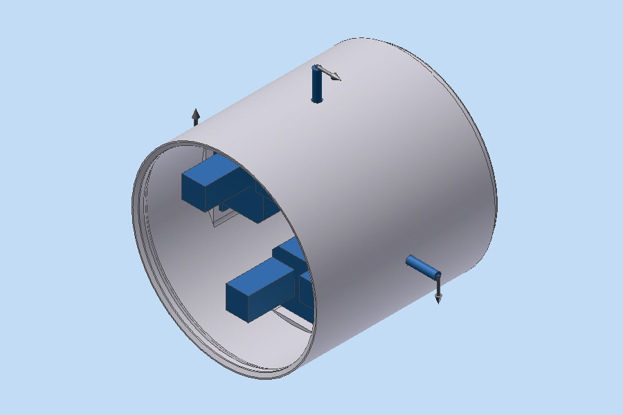 Schrägansicht des Moduls: Konzeption der Stellantriebe (Raumtransporter-Technologieträger SHEFEX-2)